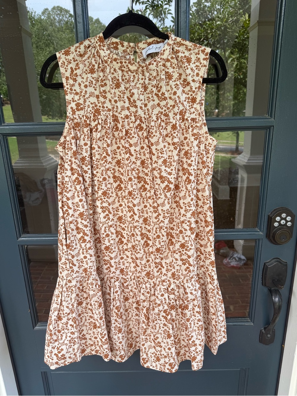 Petal & Pup Cream Dress with Rust Floral Print